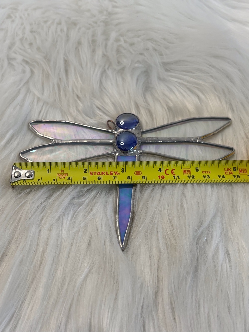 (122)Blue Iridescent Glass Dragonfly Wall Accent - Picture 2 of 10